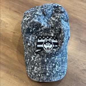 UConn Gray Digital Camo Husky Patch Baseball Cap